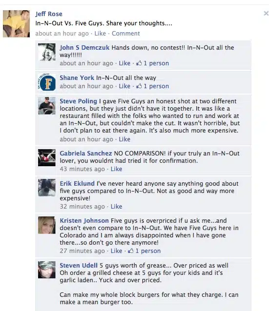 In-N-Out Burger Facebook