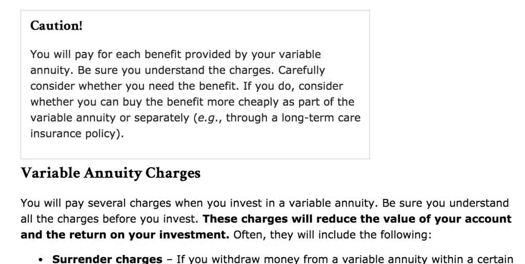 SEC variable annuity fees