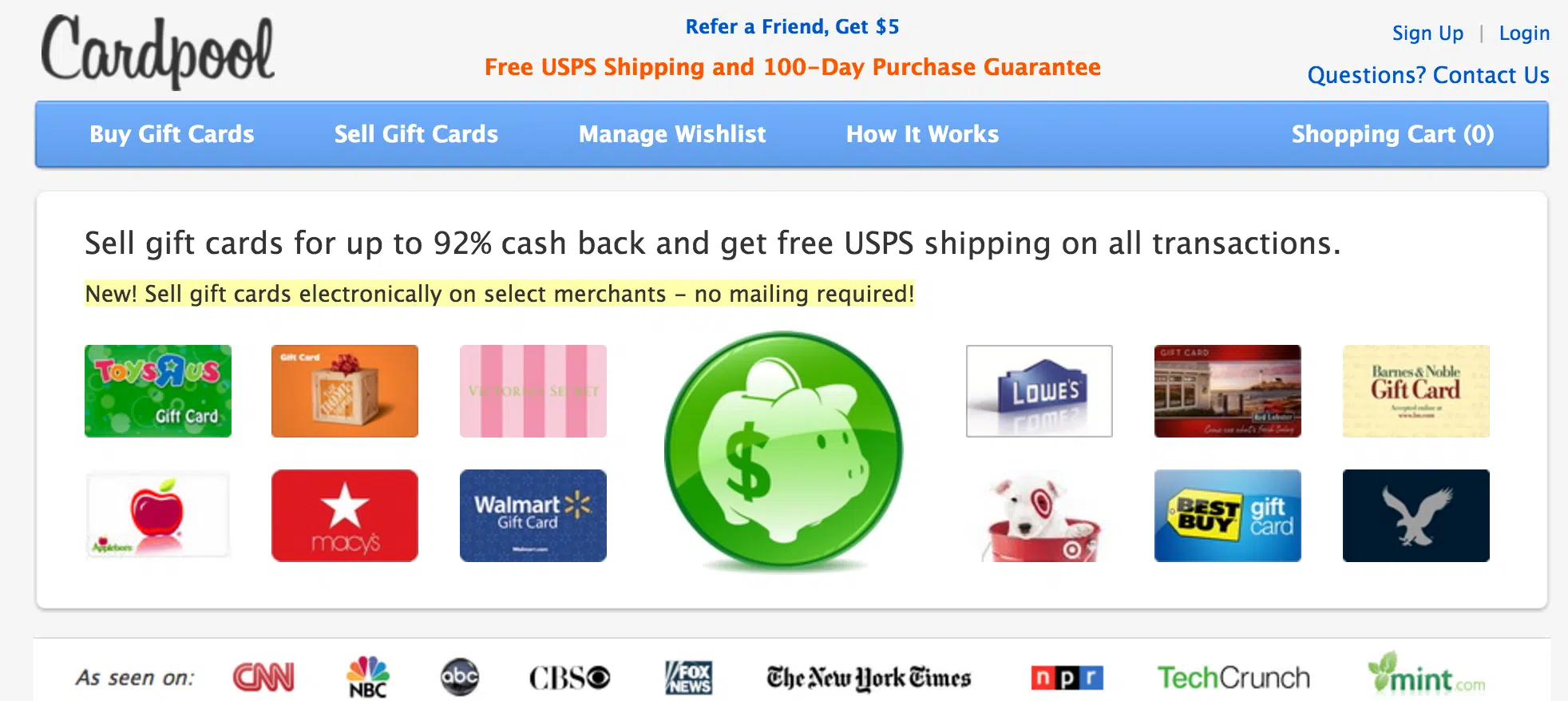 Cardpool.com is one of the leading sites to sell your unused gift cards