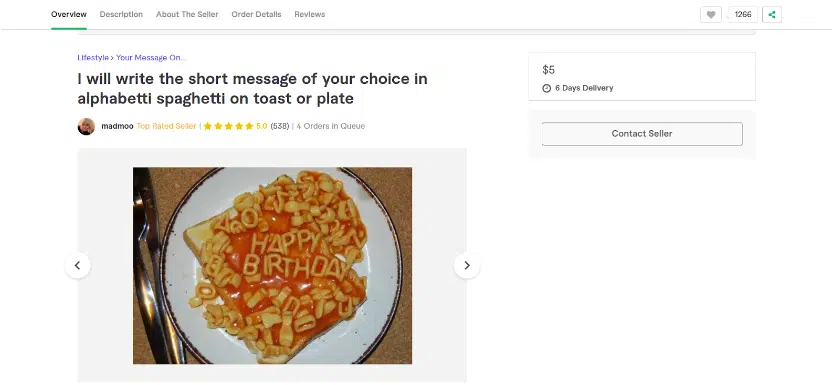 Fiverr Weird Skills Screenshot