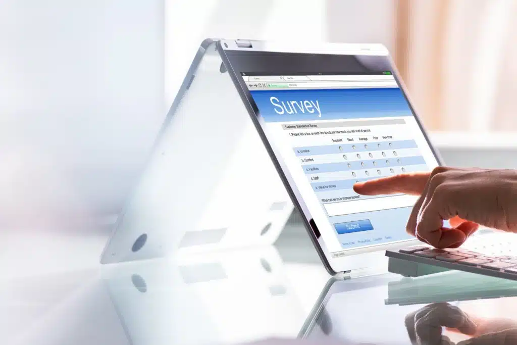 person answering an online survey